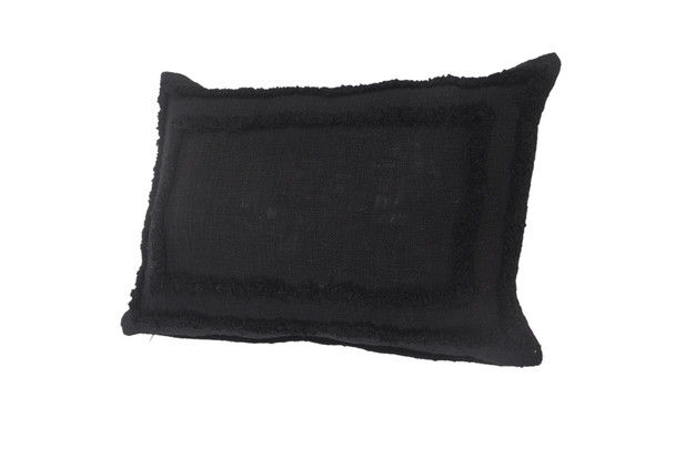 Set Of Two 16" X 24" Black Geometric Zippered 100% Cotton Throw Pillow