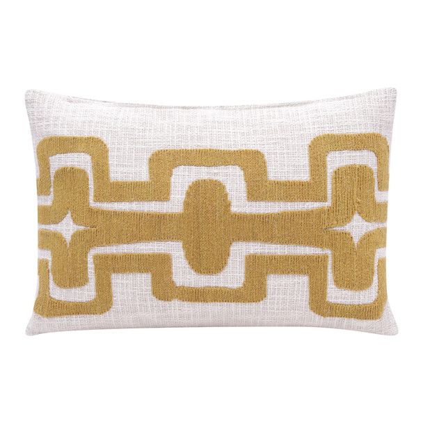 Set Of Two 16" X 24" Yellow Geometric Zippered 100% Cotton Throw Pillow