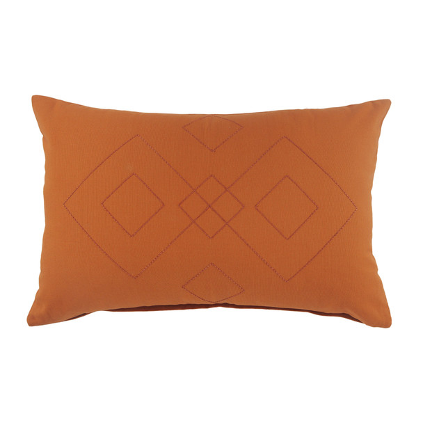 Set Of Two 16" X 24" Orange Diamond Zippered 100% Cotton Throw Pillow