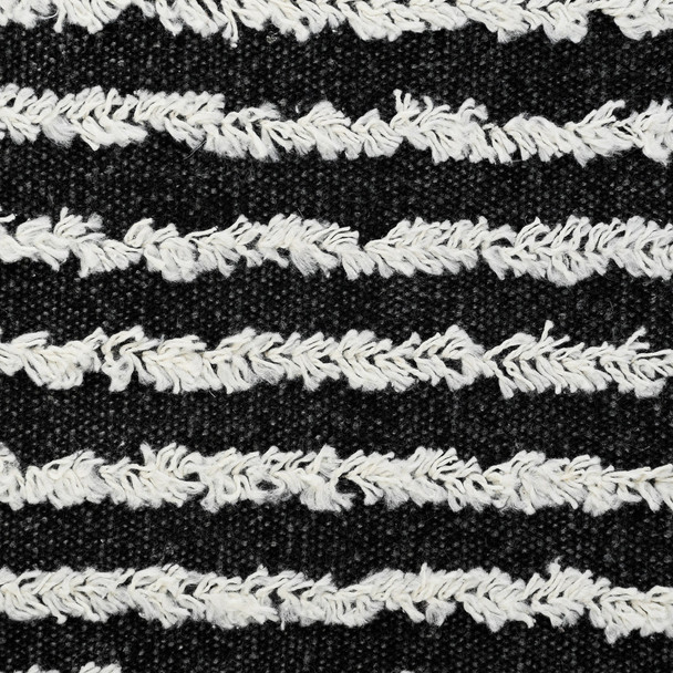 Set Of Two 14" X 36" Black Striped Zippered 100% Cotton Throw Pillow