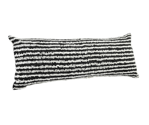 Set Of Two 14" X 36" Black Striped Zippered 100% Cotton Throw Pillow