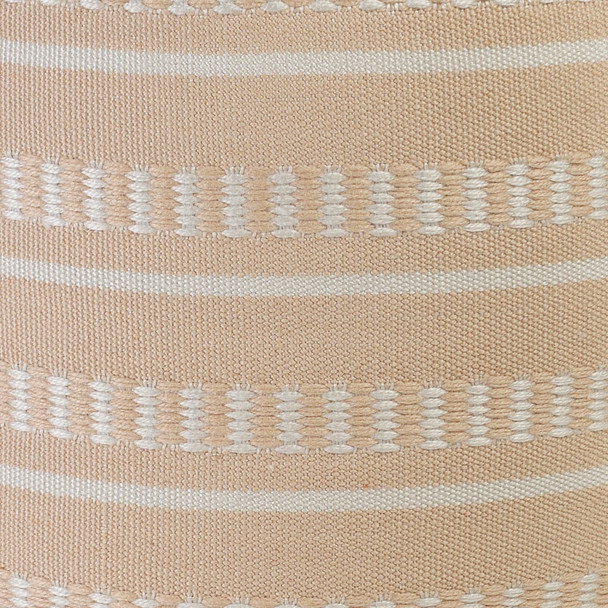 20" Orange Polyester Round Striped Indoor Outdoor Pouf Ottoman