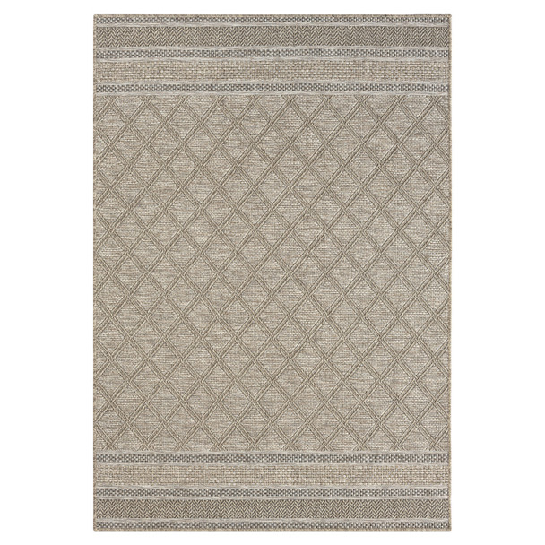 5' X 7' Tan Geometric Handmade Indoor Outdoor Area Rug