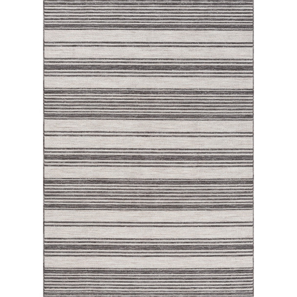 5' X 7' Ivory Striped Indoor Outdoor Area Rug