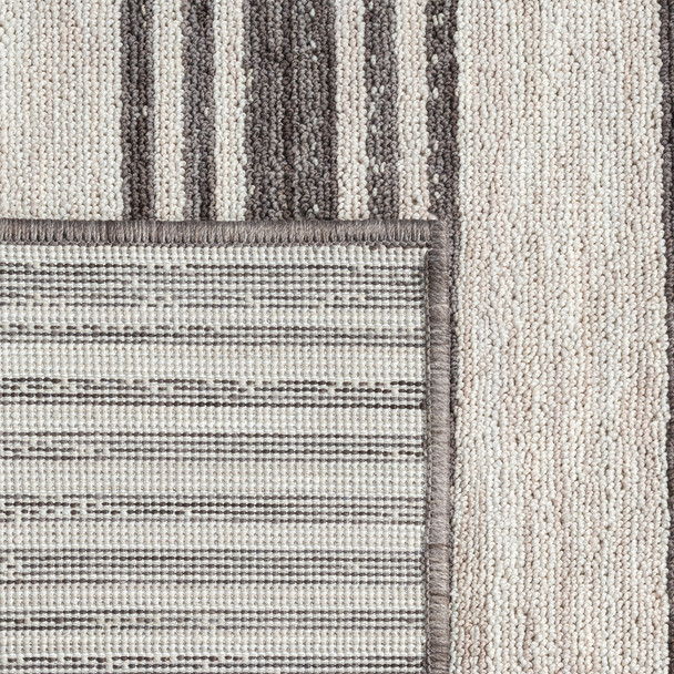 5' X 7' Ivory Striped Indoor Outdoor Area Rug