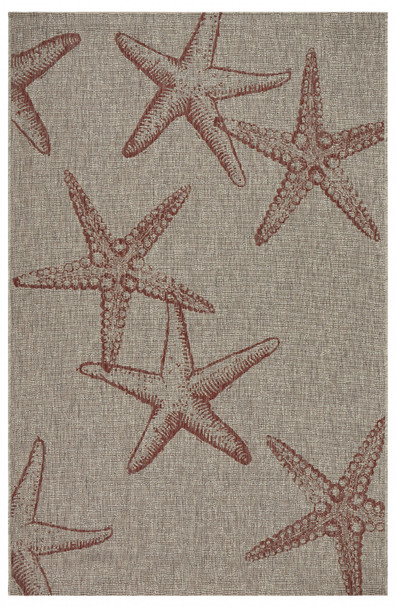 3' X 5' Orange Starfish Indoor Outdoor Area Rug