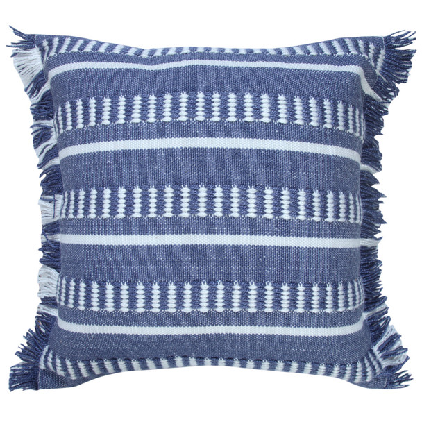20" X 20" Blue Zippered Geometric Indoor Outdoor Throw Pillow