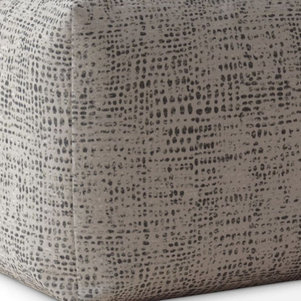 17" Beige Canvas Abstract Pouf Ottoman