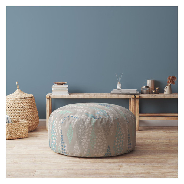 24" Blue Canvas Round Polka Dots Pouf Cover
