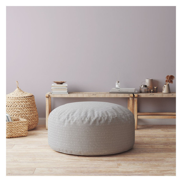 24" Gray Cotton Round Pouf Cover