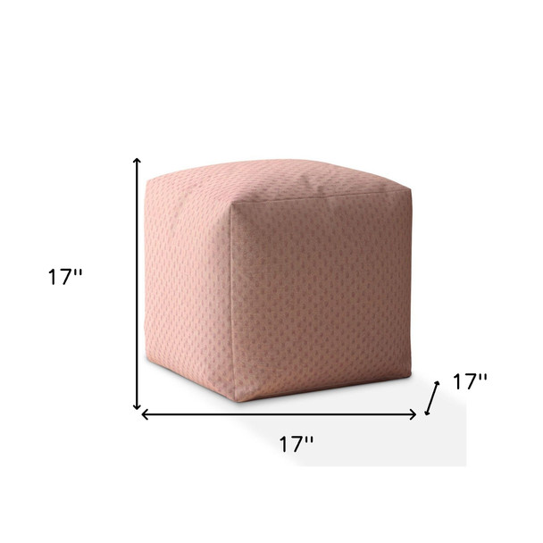 17" Pink Polyester Pouf Cover