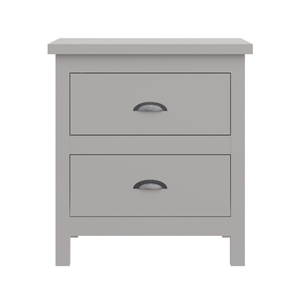 16" Two Drawer Nightstand With Solid Wood Top