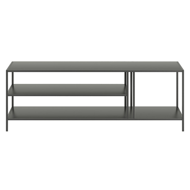 48" Gray Steel Rectangular Coffee Table With Two Shelves