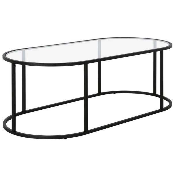 48" Black Glass Rectangular Coffee Table