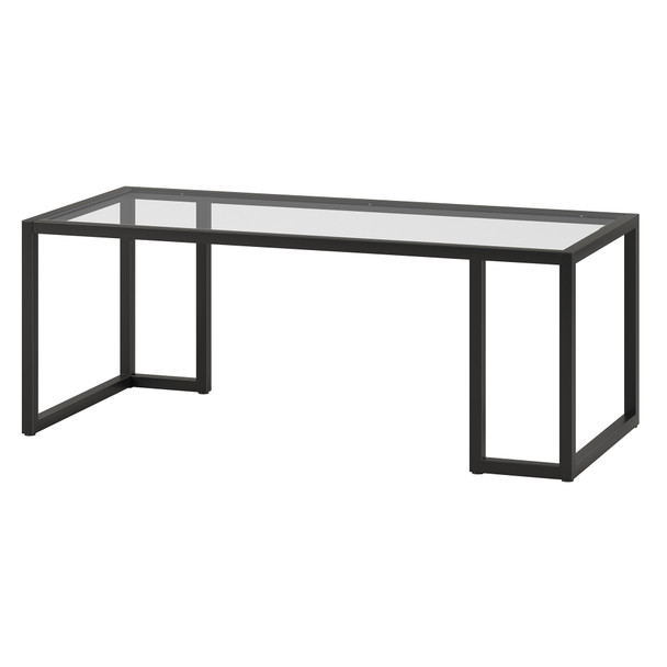 45" Black Glass Rectangular Coffee Table