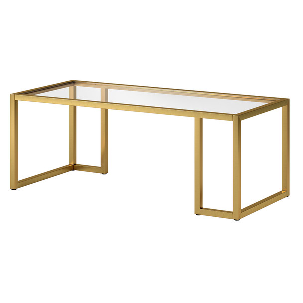 45" Gold Glass Rectangular Coffee Table
