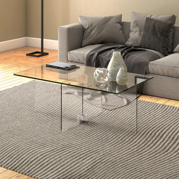 24" Clear Glass Rectangular Coffee Table