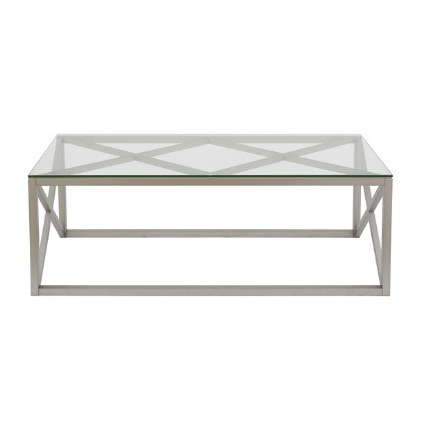 46" Silver Glass Rectangular Coffee Table