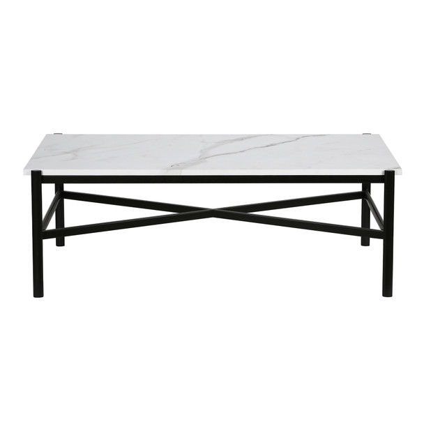 46" Black Faux Marble Rectangular Coffee Table