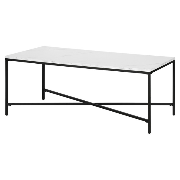 48" Black And White Manufactured Wood Rectangular Coffee Table