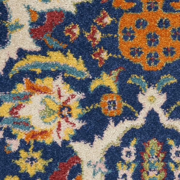 6' X 9' Blue Floral Power Loom Area Rug