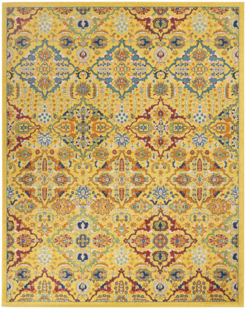 8' X 10' Yellow Floral Power Loom Area Rug