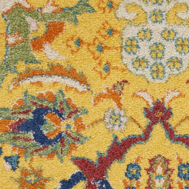 7' X 10' Yellow Floral Power Loom Area Rug