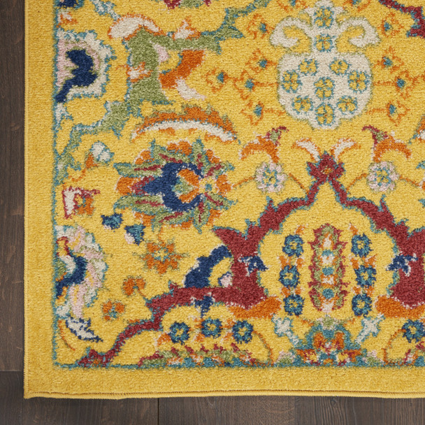4' X 6' Yellow Floral Power Loom Area Rug