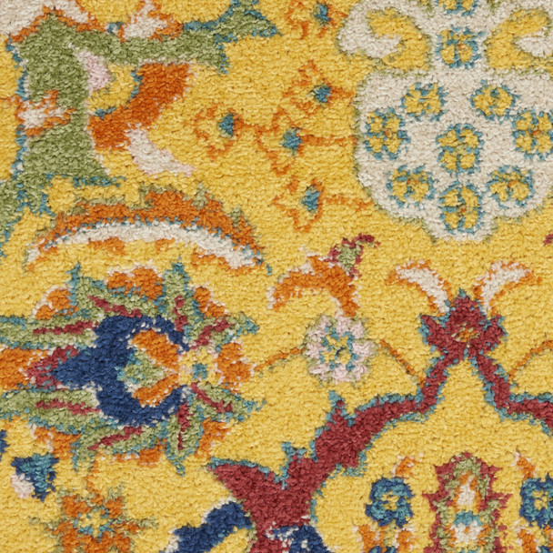 8' Yellow Floral Power Loom Runner Rug