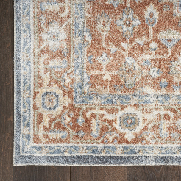 3' X 5' Denim Blue Oriental Power Loom Distressed Washable Area Rug