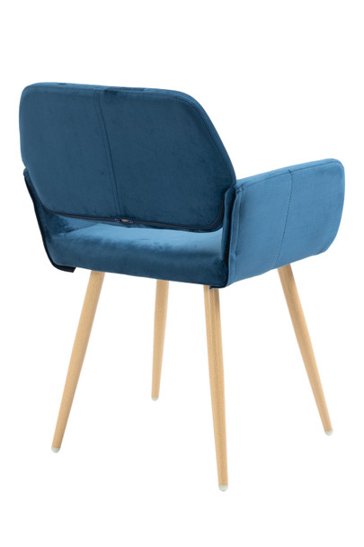 Blue Upholstered Velvet Open Back Dining Chair