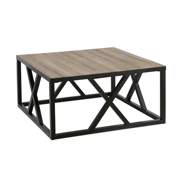 35" Black Manufactured Wood Square Coffee Table