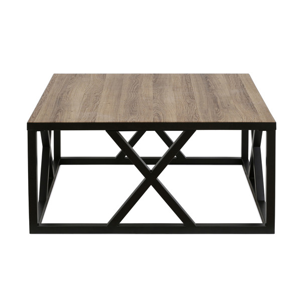 35" Black Manufactured Wood Square Coffee Table