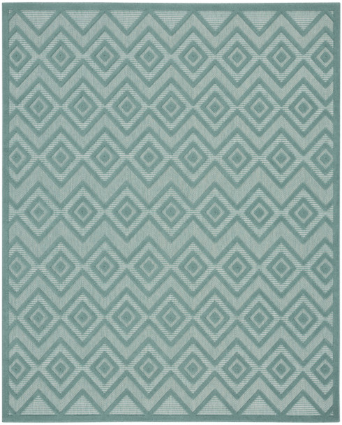 8' X 10' Aqua Geometric Flatweave Area Rug