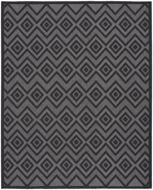 8' X 10' Black Geometric Flatweave Area Rug