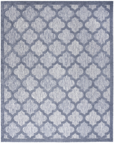 7' X 10' Blue Geometric Flatweave Area Rug