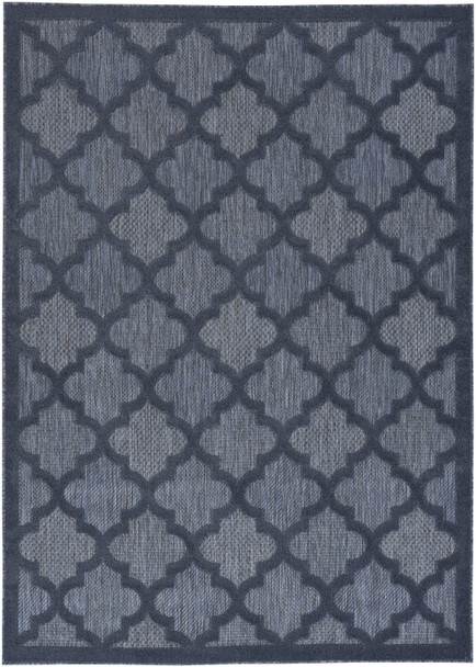 6' X 9' Navy Blue Geometric Flatweave Area Rug