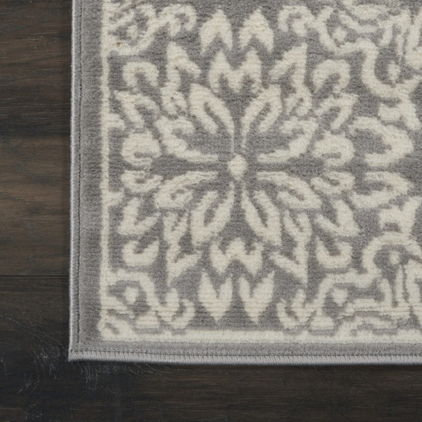 2' X 4' Gray Floral Power Loom Area Rug