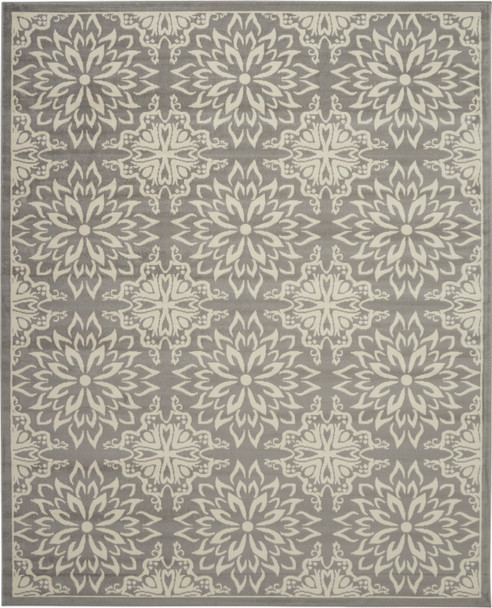 7' X 10' Gray Floral Power Loom Area Rug