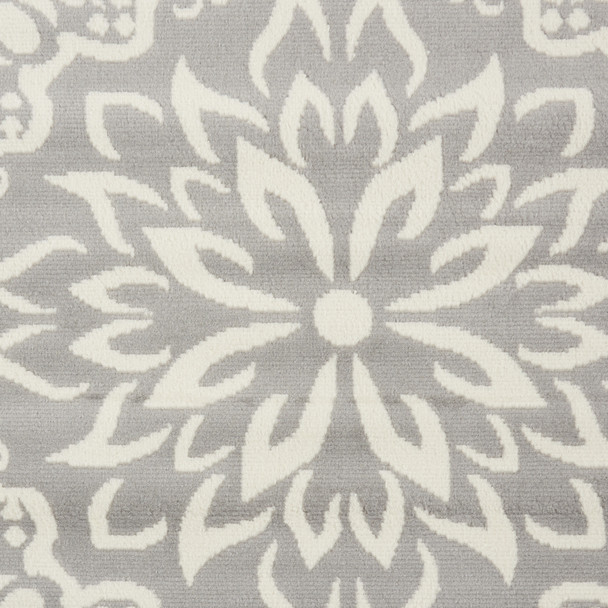 7' X 10' Gray Floral Power Loom Area Rug