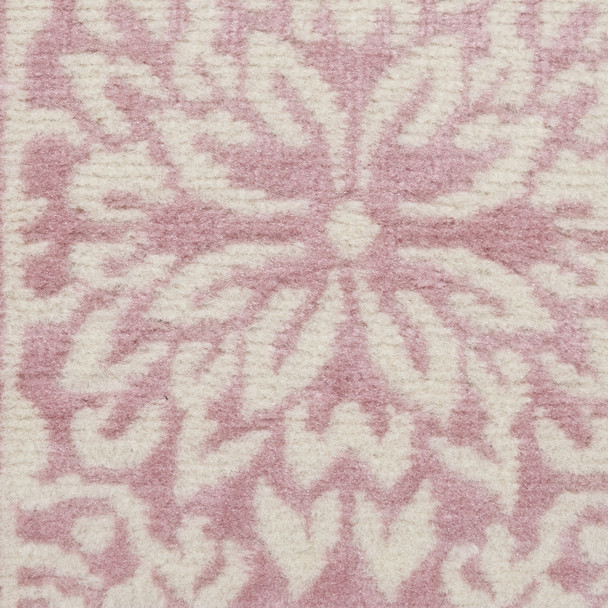 7' Pink Floral Power Loom Runner Rug