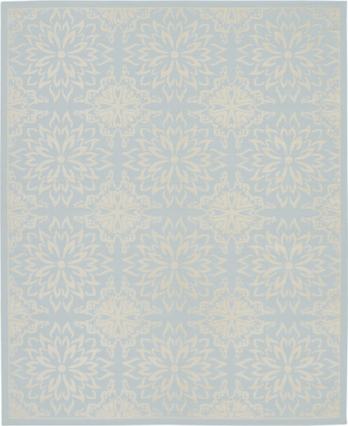 8' X 10' Light Blue Floral Power Loom Area Rug