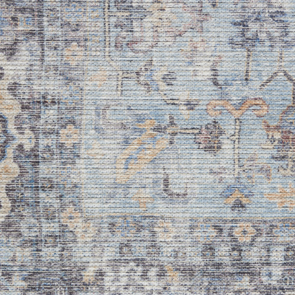 8' X 10' Gray Floral Power Loom Distressed Area Rug