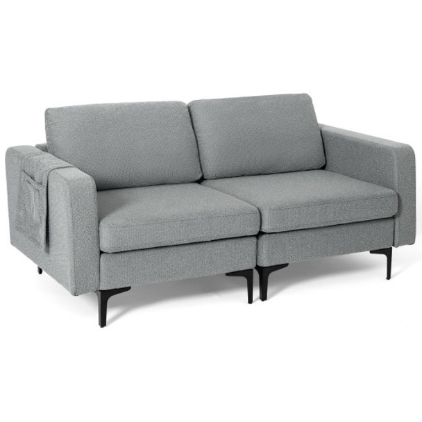 2-Seat Convertible Sectional Sofa with Reversible Ottoman-2-Seat