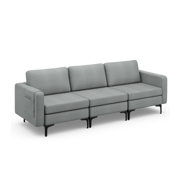 3-Seat Convertible Sectional Sofa with Reversible Ottoman-3-Seat