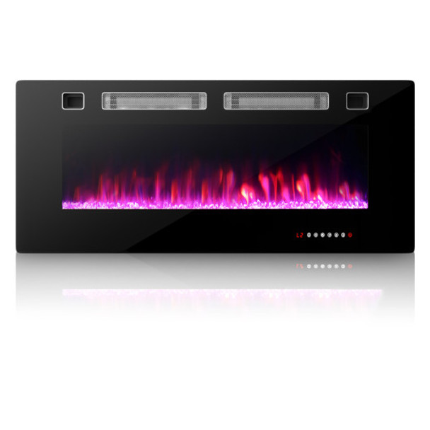 42 Inch Ultra-Thin Electric Fireplace with Decorative Crystals and Smart APP Control-42 inch