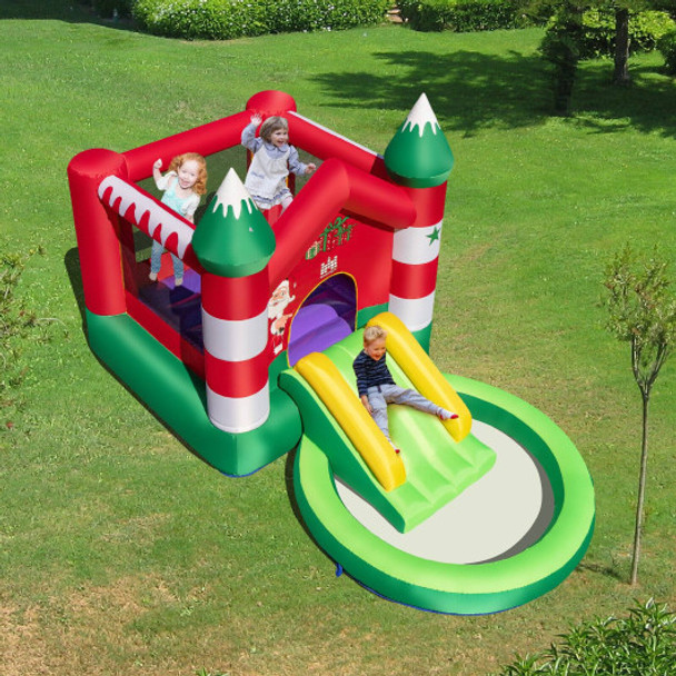 Christmas Themed Kids Inflatable Bounce House with Slide without Blower