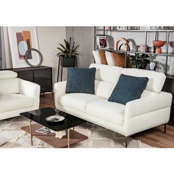 72.5 Inch Modern Fabric Loveseat Sofa Couch with Adjustable Headrest-White