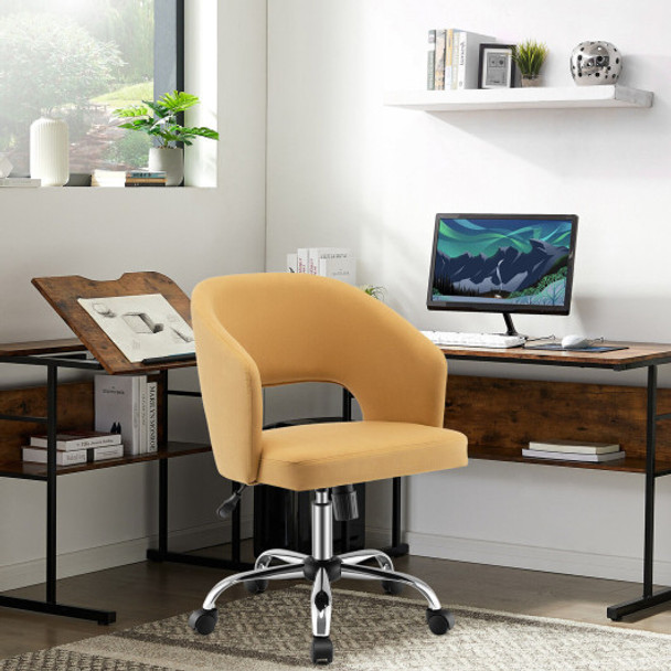 Upholstered Swivel Office Chair with Hollow Out Back