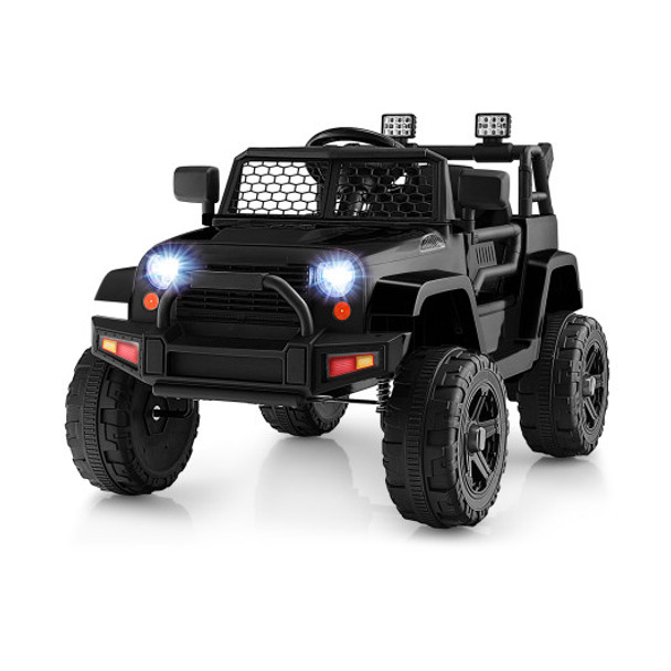 12V Kids Ride On Truck with Remote Control and Headlights-Black